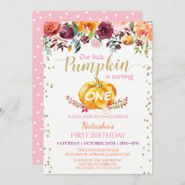 Little Pumpkin Floral Girl Baby 1. Geburtstag Part Einladung