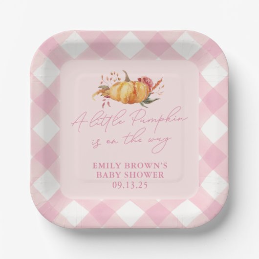 Little Pumpkin Floral Girl Babydusche Pappteller (Vorderseite)