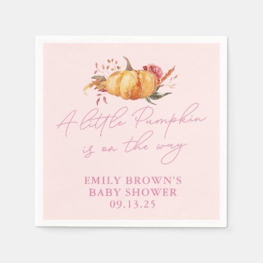 Little Pumpkin Floral Girl Babydusche Serviette (Vorderseite)