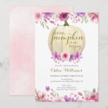 Little Pumpkin Floral Girl Kinderdusche Einladung