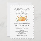 Little Pumpkin Floral Neutral Baby Shower Einladung (Vorderseite)