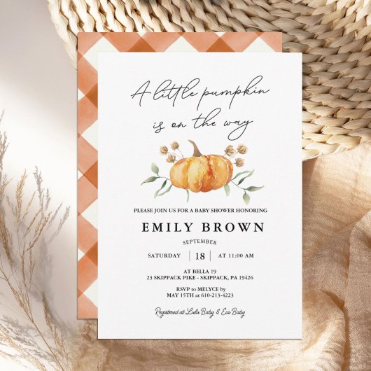 Little Pumpkin Floral Neutral Baby Shower Einladung