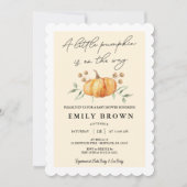 Little Pumpkin Floral Neutral Baby Shower Einladung (Vorderseite)