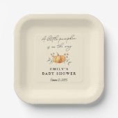 Little Pumpkin Floral Neutral Baby Shower Pappteller (Vorderseite)