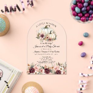 Little Pumpkin Floral Rose Burgundy Babydusche Acryleinladungen