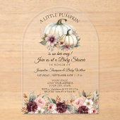 Little Pumpkin Floral Rose Burgundy Babydusche Acryleinladungen (Vorderseite)