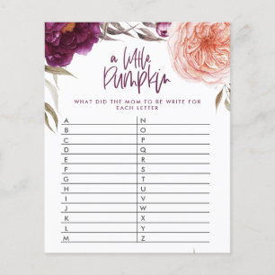 Little pumpkin floral shower game guess the word  flyer