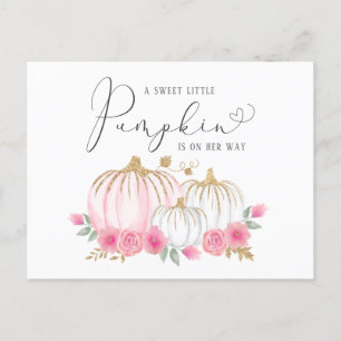 Little Pumpkin Floral Watercolor Baby Girl Einladungspostkarte