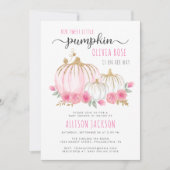 Little Pumpkin Floral Watercolor Kindermädchendusc Einladung (Vorderseite)