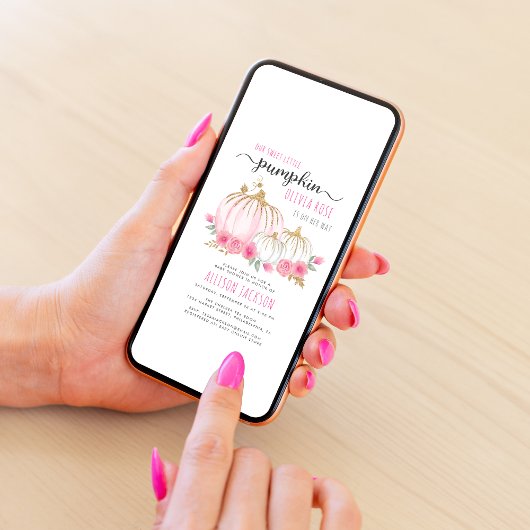 Little Pumpkin Floral Watercolor Kindermädchendusc Einladung