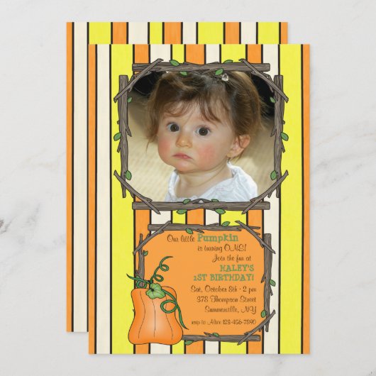 Little Pumpkin Foto Einladung (Vorne/Hinten)