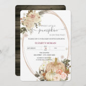 Little Pumpkin Frame Blume Wood Baby Dusche Einladung (Vorne/Hinten)