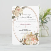 Little Pumpkin Frame Blume Wood Baby Dusche Einladung (Stehend Vorderseite)