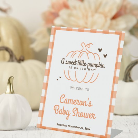 Little Pumpkin Gender Neutral Baby Dusche Willkomm Sockelschild