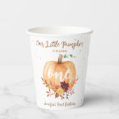 Little Pumpkin Gender Neutral Fall 1. Geburtstag Pappbecher (Rückseite)