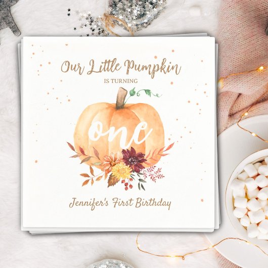 Little Pumpkin Gender Neutral Fall 1. Geburtstag Serviette
