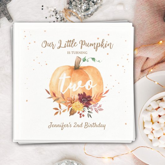 Little Pumpkin Gender Neutral Fall 2. Geburtstag Serviette