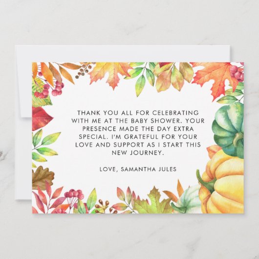 Little Pumpkin Gender Neutral Fall Baby Shower Dankeskarte (Rückseite)