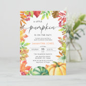 Little Pumpkin Gender Neutral Fall Baby Shower Einladung (Stehend Vorderseite)