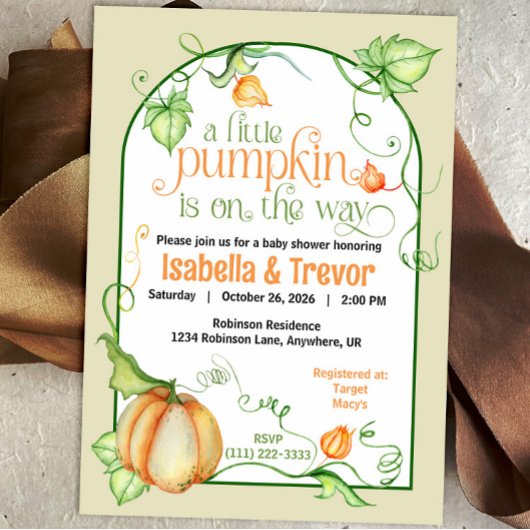 Little Pumpkin Gender Neutral Fall Baby Shower Einladung