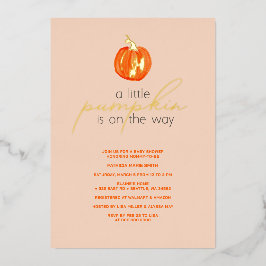 Little Pumpkin Gender Neutral Fall Baby Shower Folieneinladung