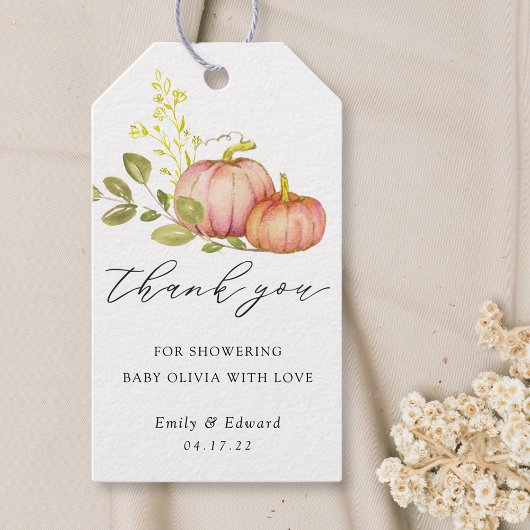 Little Pumpkin Gender Neutral Fall Baby Shower Geschenkanhänger