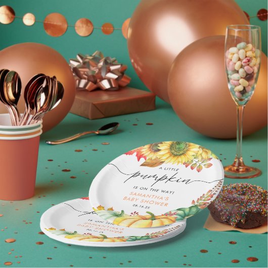 Little Pumpkin Gender Neutral Fall Baby Shower Pappteller (Multi)