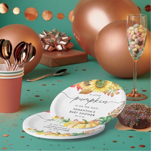Little Pumpkin Gender Neutral Fall Baby Shower Pappteller (Multi)