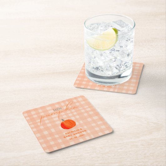 Little Pumpkin Gender Neutral Fall Baby Shower Rechteckiger Pappuntersetzer (Vor Ort)