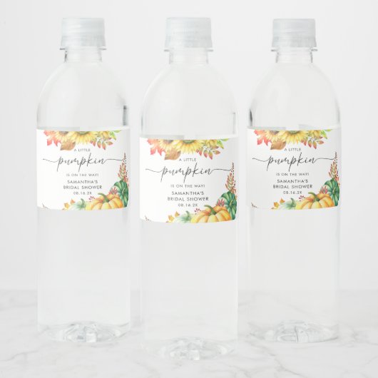 Little Pumpkin Gender Neutral Fall Baby Shower Wasserflaschenetikett (Flaschen)