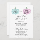 Little Pumpkin Gender Reveal Halloween Baby Shower Einladung (Vorne/Hinten)