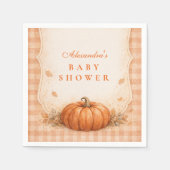 Little Pumpkin Gingham Fall Baby Shower Serviette (Vorderseite)