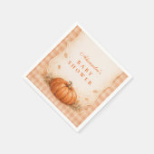 Little Pumpkin Gingham Fall Baby Shower Serviette (Ecke)