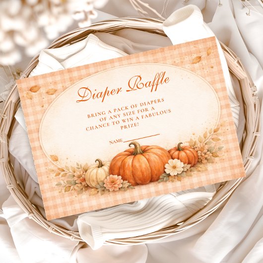 Little Pumpkin Gingham Fall Diapper Raffle Begleitkarte