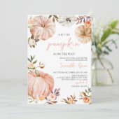 Little Pumpkin Girl Baby Shower Einladung (Stehend Vorderseite)