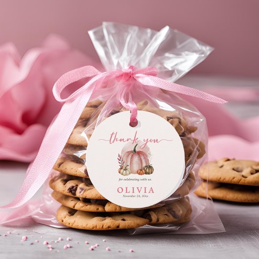 Little Pumpkin Girl Pink Baby Dusche Danke Geschenkanhänger