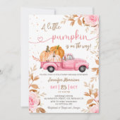 Little Pumpkin Girl Pink Truck Fall Baby Dusche Einladung (Vorderseite)