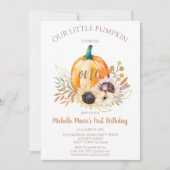 Little Pumpkin Girl zum ersten Geburtstag Einladung (Vorderseite)