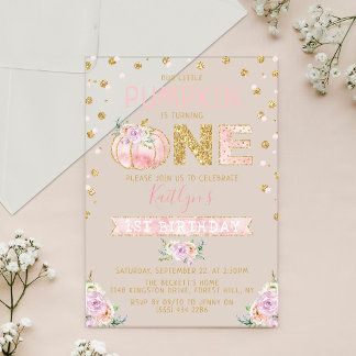 Little Pumpkin Girls 1. Geburtstag Acryleinladungen