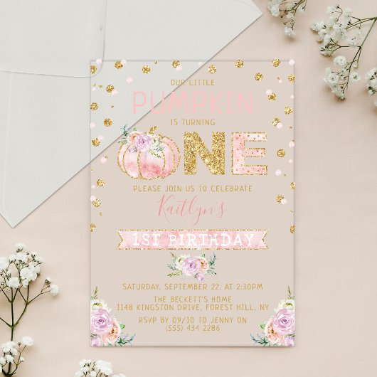 Little Pumpkin Girls 1. Geburtstag Acryleinladungen