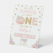 Little Pumpkin Girls 1. Geburtstag Begrüßungszeich Sockelschild (Vorderseite)
