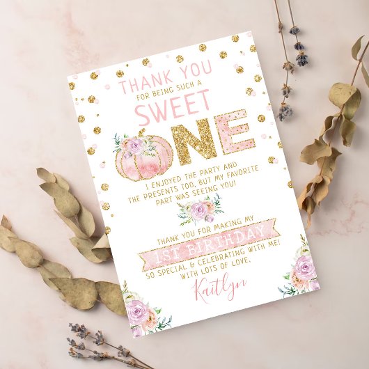 Little Pumpkin Girls 1. Geburtstag Dankeskarte