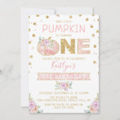 Little Pumpkin Girls 1. Geburtstag Einladung (Vorderseite)