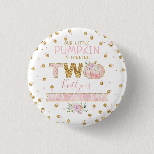 Little Pumpkin Girls 2. Geburtstag Button (Vorderseite)