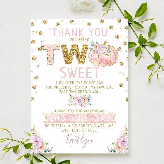 Little Pumpkin Girls 2. Geburtstag Dankeskarte