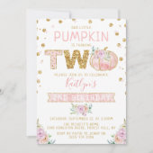 Little Pumpkin Girls 2. Geburtstag Einladung (Vorderseite)