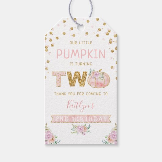 Little Pumpkin Girls 2. Geburtstag Geschenkanhänger (Vorderseite)