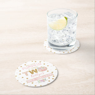 Little Pumpkin Girls 2. Geburtstag Runder Pappuntersetzer