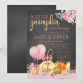 Little Pumpkin Girls Chalkboard Fall Baby Dusche Einladung (Vorne/Hinten)