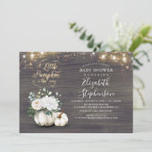 Little Pumpkin Gold Glitzer Fall Baby Shower Einladung (Stehend Vorderseite)